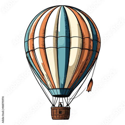 Vintage Hot Air Balloon Striped Pattern Illustration