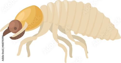 Big termite walking side view cartoon illustration representing a destructive pest insect that can damage buildings
