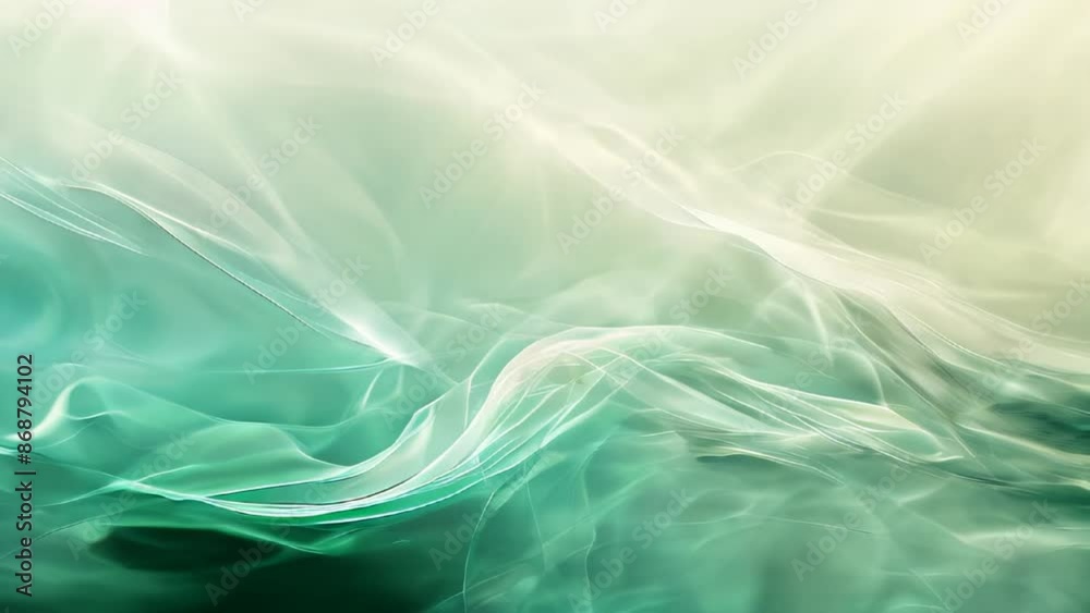 Abstract green and white silk waves background for slow motion video effects and dynamic visual designs