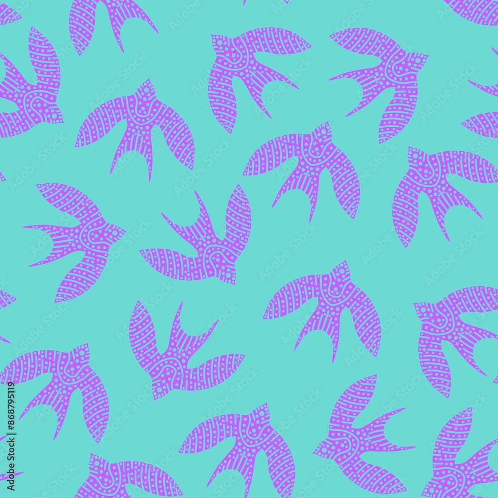 Naklejka premium Ethnic birds seamless Ukraine pattern for wrapping paper and fabrics and linens