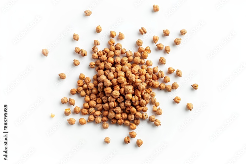 Roasted chickpeas on white background