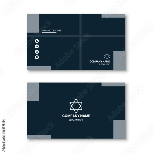Premium corporate business card design template with dark and white color combination. Vector illustration