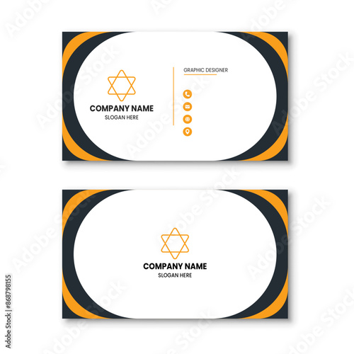Modern, simple, clean business card template design. A two-sided gray and orange color combination business card. Vector illustration.