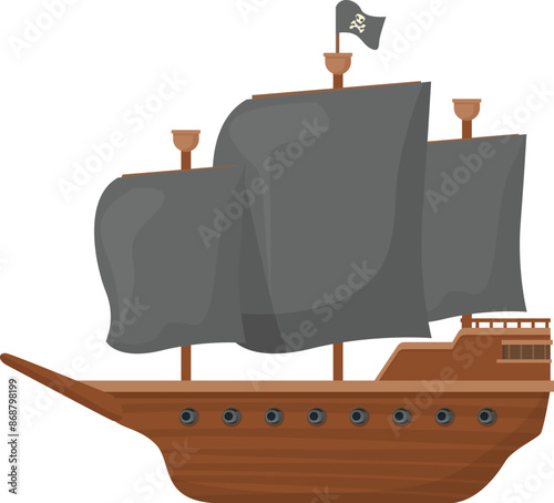 Classic pirate ship sailing on the high seas, ready for adventure