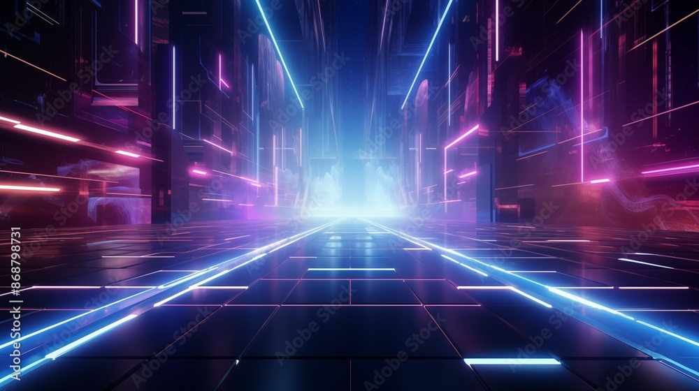 custom made wallpaper toronto digitalFuture technology line background and light effect, cyberpunk style background material with a sense of technology