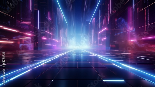 Future technology line background and light effect, cyberpunk style background material with a sense of technology