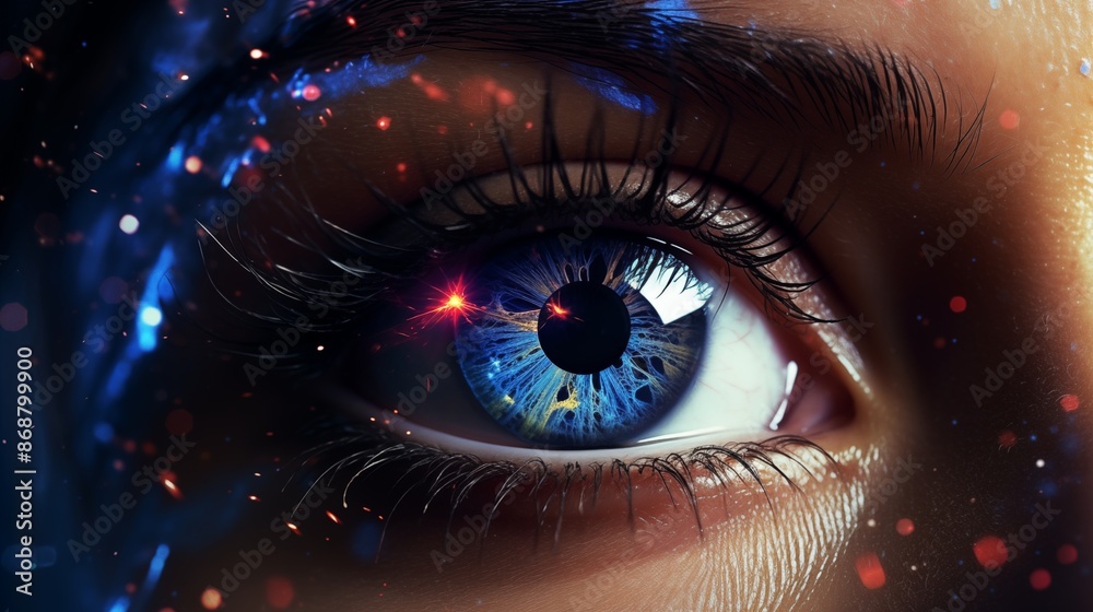Galaxy in the eye. Futuristic art Galaxy in the eye. Futuristic art