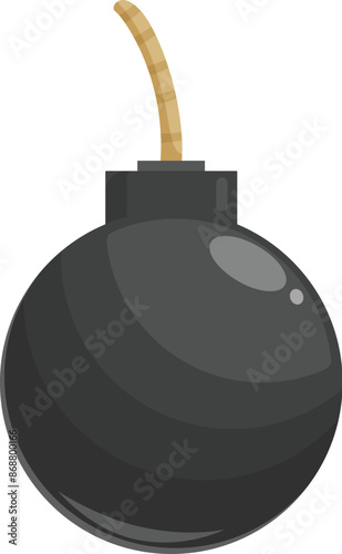 Round black bomb with burning wick, a powerful explosive device representing danger