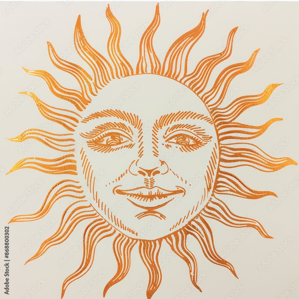 Continuous Line Art of Sun Continuous Line Art of Sun