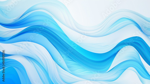 Abstract blue and white background with wavy lines, vector illustration design for presentation or web banner on light background