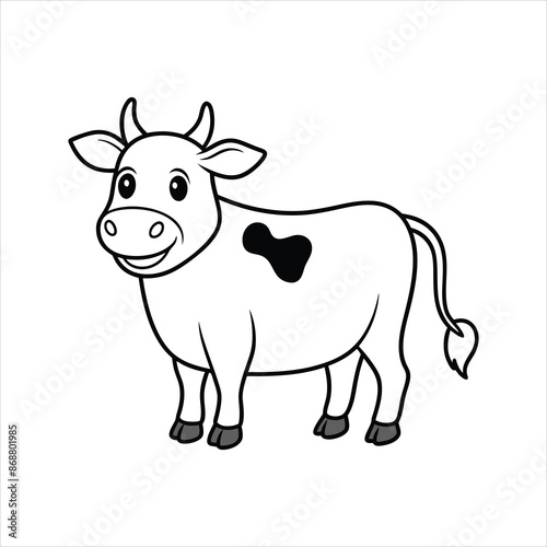 happy cartoon cow vector Line art