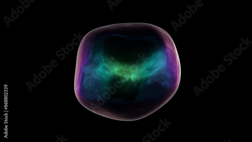 Colorful Soap Bubble. Transparent, shiny sphere of glass. Seamless loop