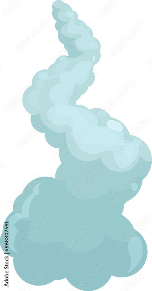 Cartoon smoke cloud trail is rising upward on white background Cartoon smoke cloud trail is rising upward on white background