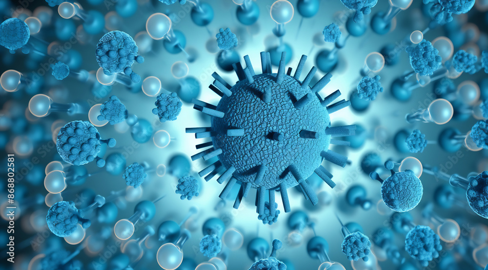 Abstract Virus Representation in Blue Abstract Virus Representation in Blue