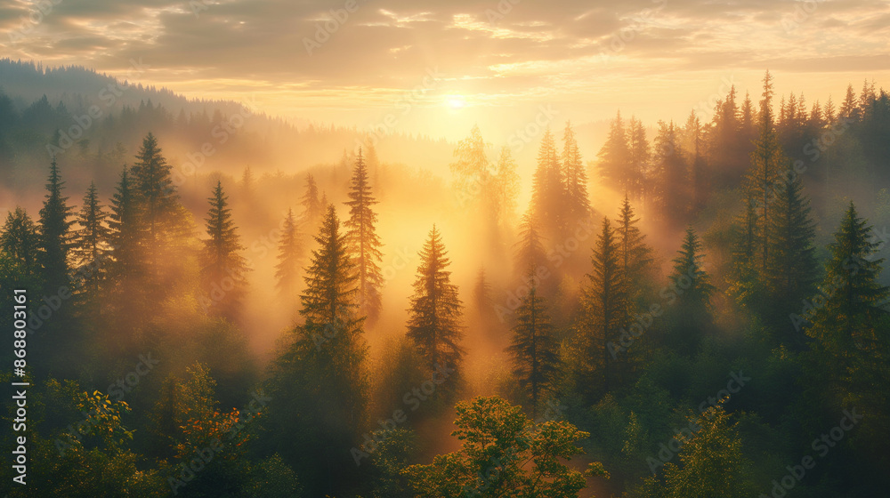 Naklejka premium Bosque atardecer