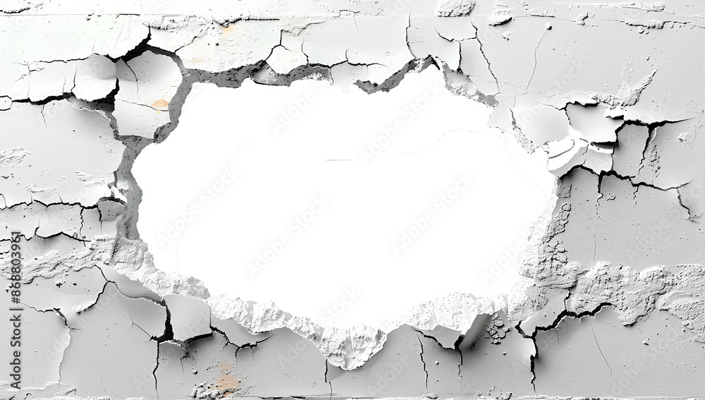 Obraz premium Hole breaking through white wall, cut out 