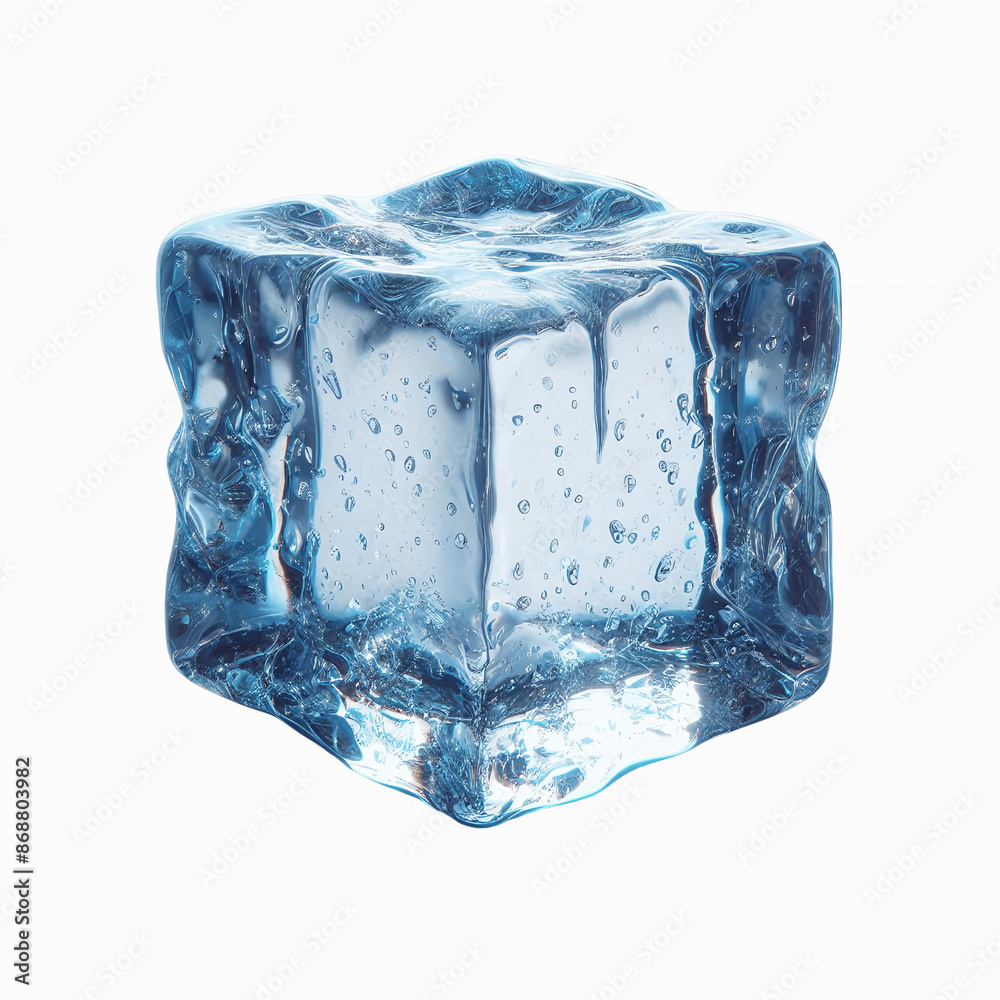 Crystal Clear Ice Cube, isolated on transparent background