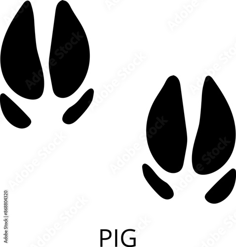 Animals footprints. Realistic Prints wildlife foot icon, bird paw, pets footstep silhouette, print hoofed feet. Cat, dog, wolf, chicken, horse and other vector illustrations.