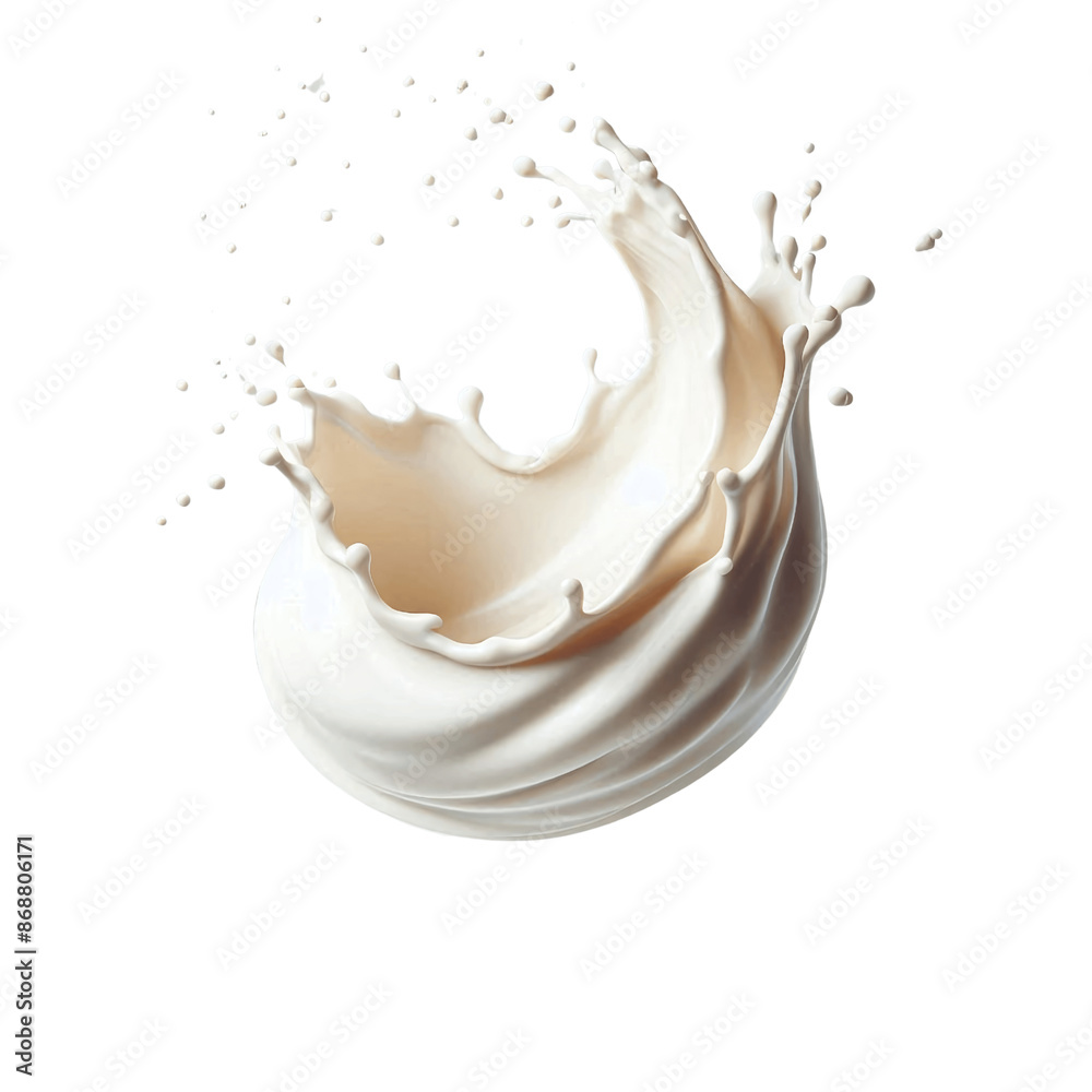 Dynamic Milk Splash, isolated on transparent background