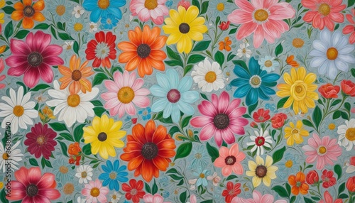 Wallpaper Mural Vibrant Floral Painting adds a Splash of Color to any Wall Torontodigital.ca