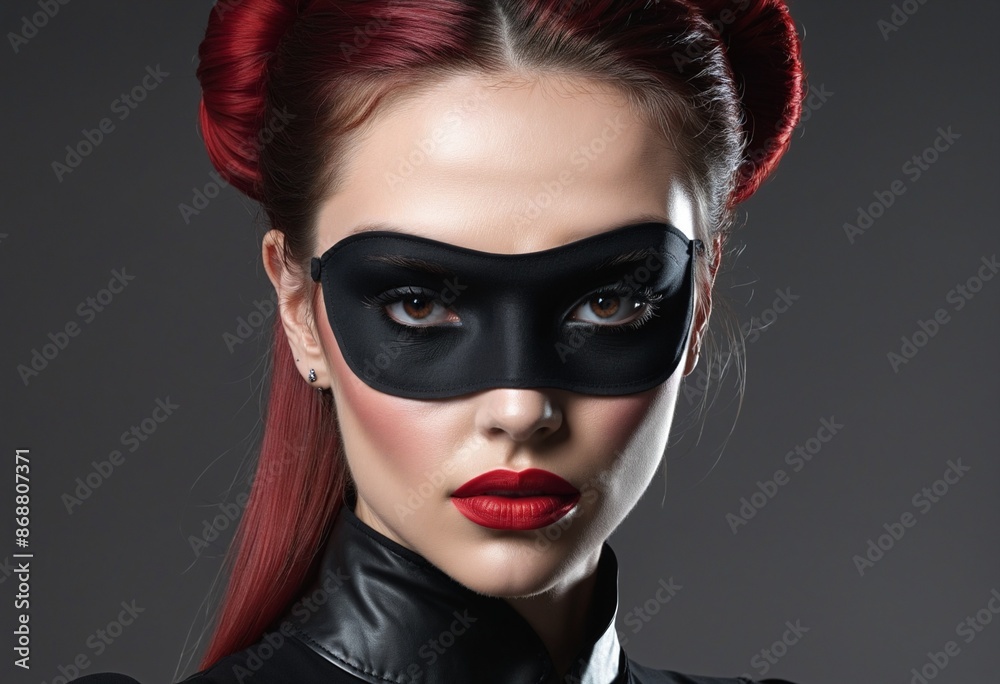 The Glamorous Gothic Beauty: A Young Woman in Red Retro Dress and Dark Makeup The Glamorous Gothic Beauty: A Young Woman in Red Retro Dress and Dark Makeup