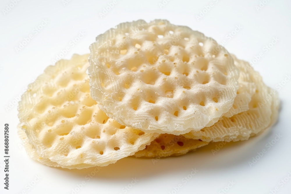 Untouched tapioca cracker on white backdrop Untouched tapioca cracker on white backdrop