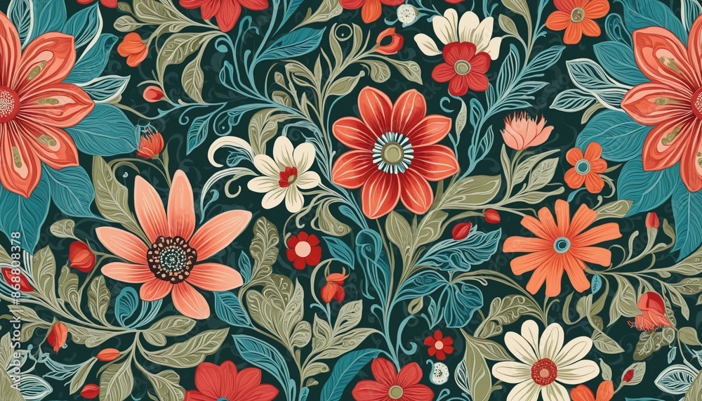 Marvellously decorated fabric with a stylish fantasy flower motif Marvellously decorated fabric with a stylish fantasy flower motif