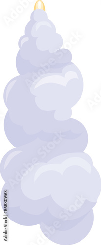 Cartoon cloud of smoke is rising, leaving a trail behind