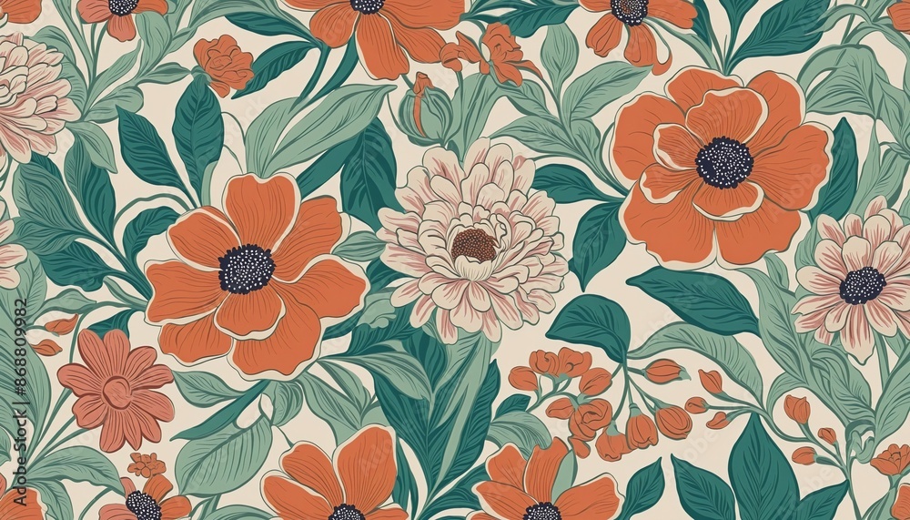 Modern aesthetic vector fashion fabric with a seamless spring floral print illustration Modern aesthetic vector fashion fabric with a seamless spring floral print illustration