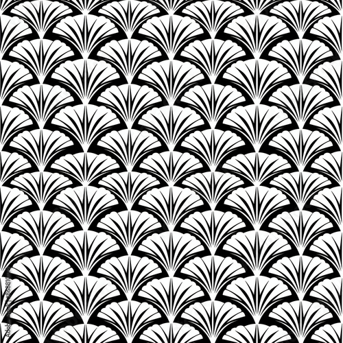 Elegant Black and White Art Deco Pattern for Timeless Design Appeal. Seamless Repeatable Background