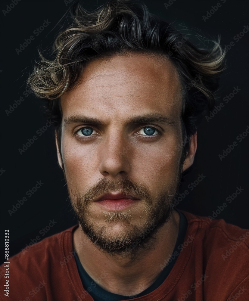 Fototapeta premium Portrait of a man, a man with blue eyes and wavy blond hair