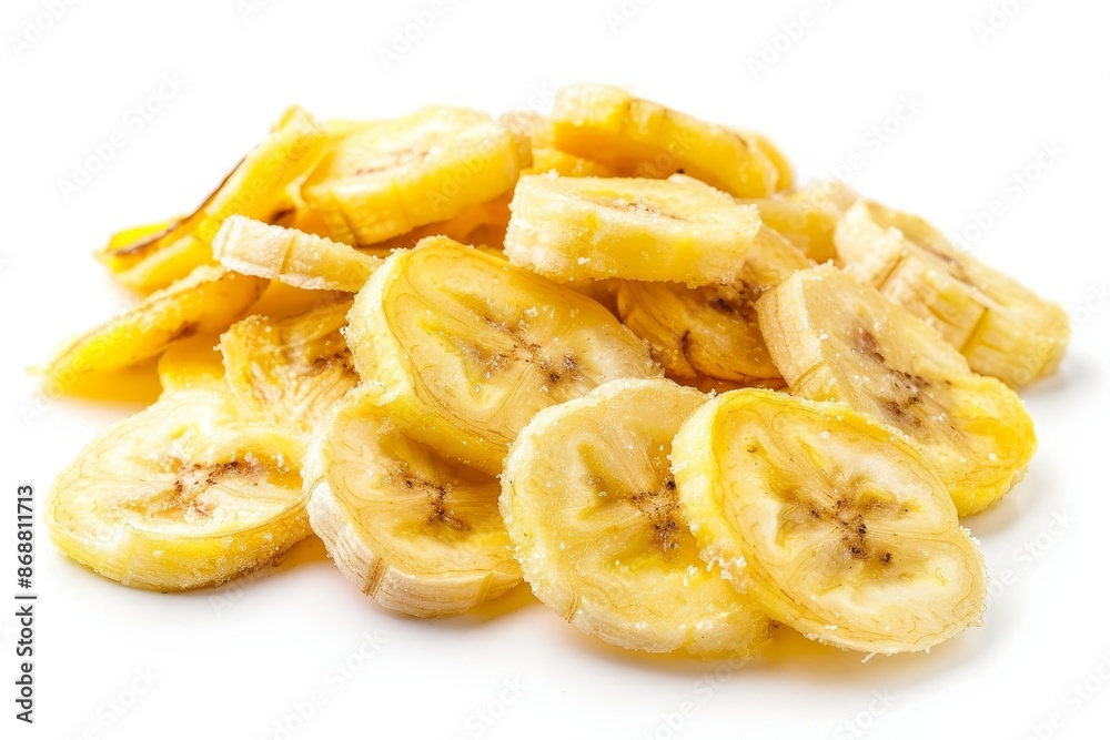 Banana chips on a light surface