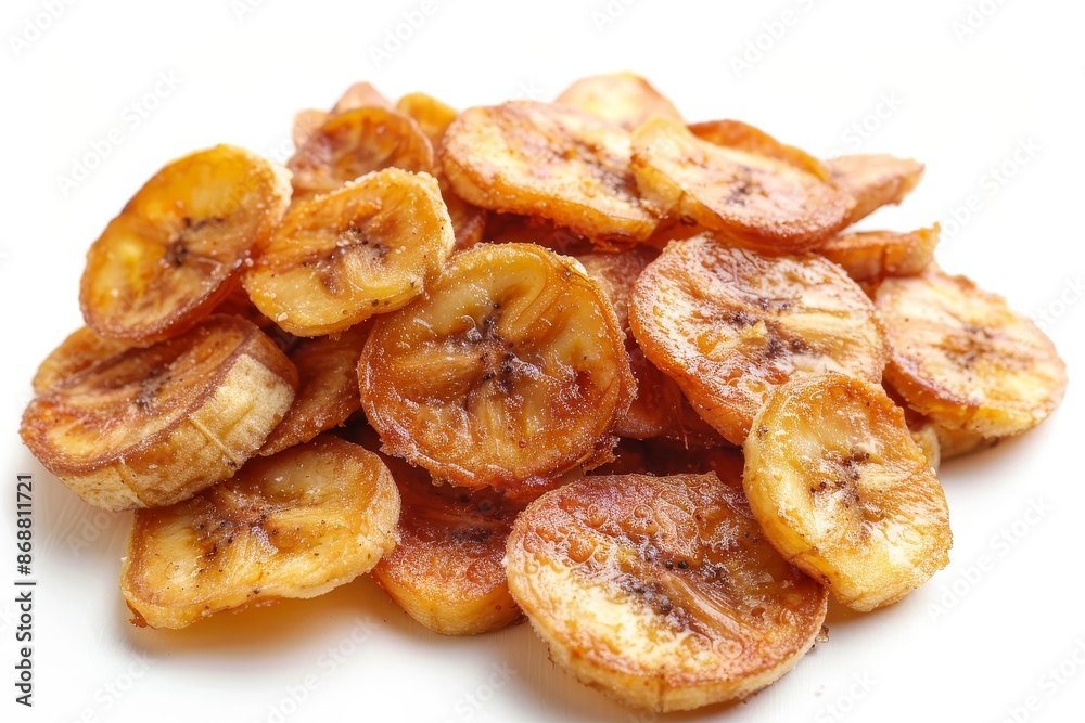 Banana chips on a white background crispy Banana chips on a white background crispy