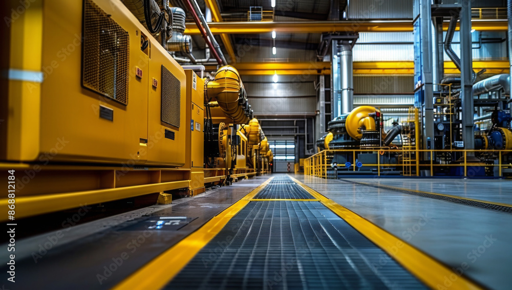Generator room with two generators in factory standby for power backup, Diesel generator Generator room with two generators in factory standby for power backup, Diesel generator