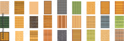 Bamboo mat icons set. This is a set of bamboo mat in various color and pattern for background or texture