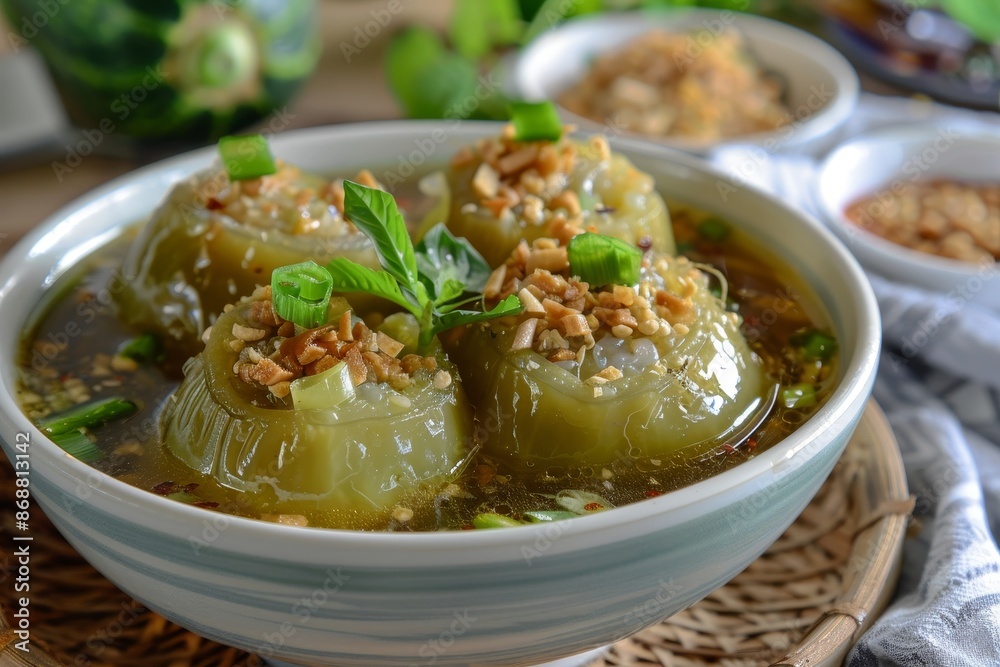 Bitter gourd soup with pork and noodles Bitter gourd soup with pork and noodles