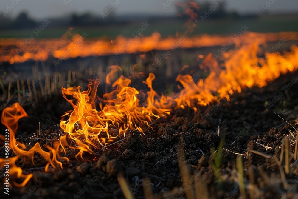 Blazing fire in a farm field Blazing fire in a farm field