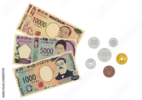 日本のお金（紙幣と硬貨）新紙幣