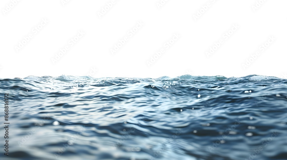 Calm Sea Water Surface with Gentle Waves Isolated on White Background Calm Sea Water Surface with Gentle Waves Isolated on White Background