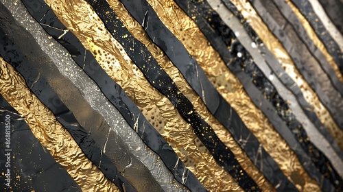 A captivating display of luxury, featuring a sophisticated abstract template adorned with striking gold and black stripes enhanced by opulent golden details.