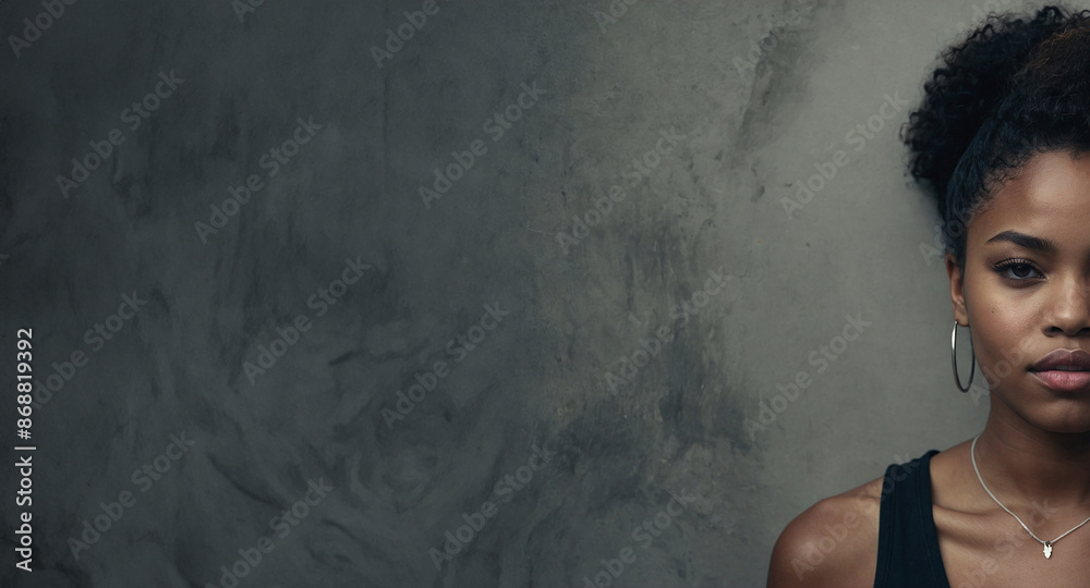 A woman with a pixie cut is standing in front of a wall A woman with a pixie cut is standing in front of a wall
