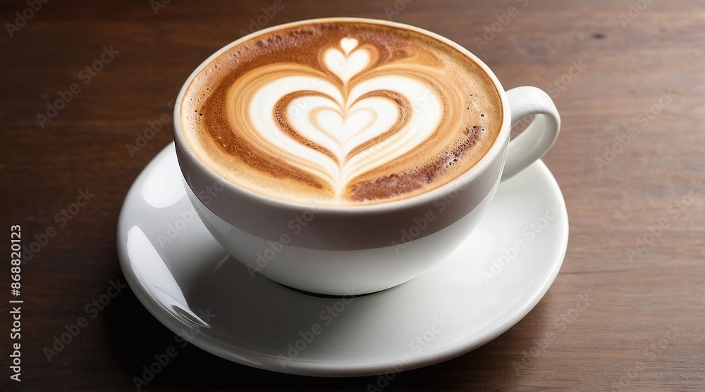 hot cappuccino with heart-shaped latte art hot cappuccino with heart-shaped latte art