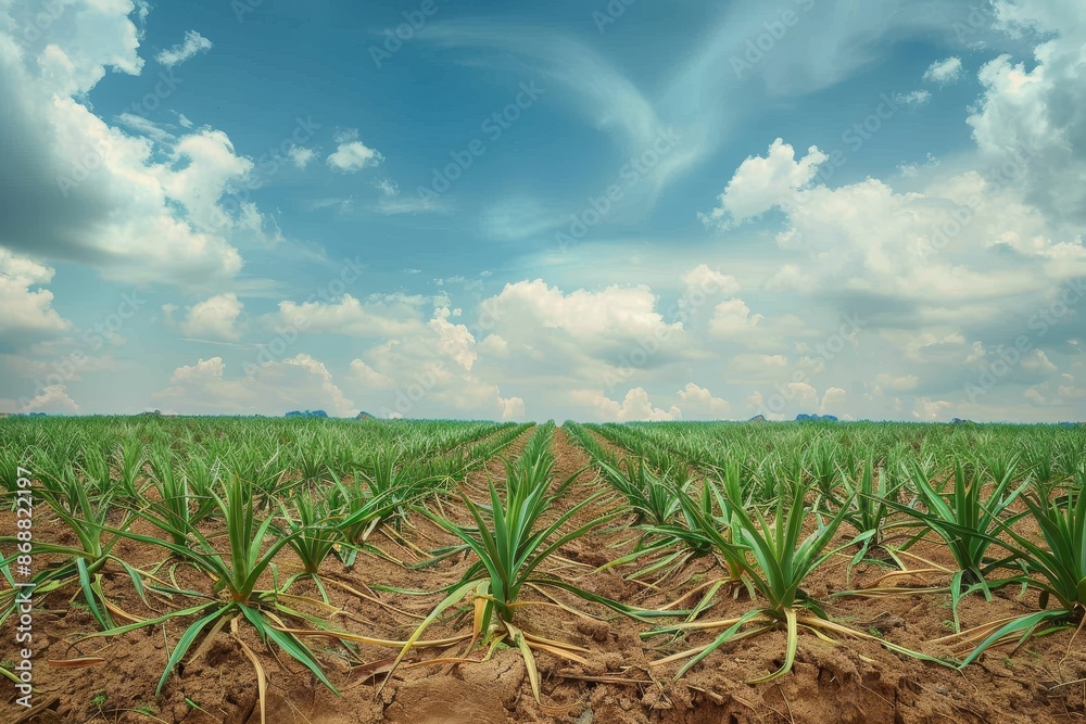 Yucca farm under the sky symbolizing cassava farming Yucca farm under the sky symbolizing cassava farming
