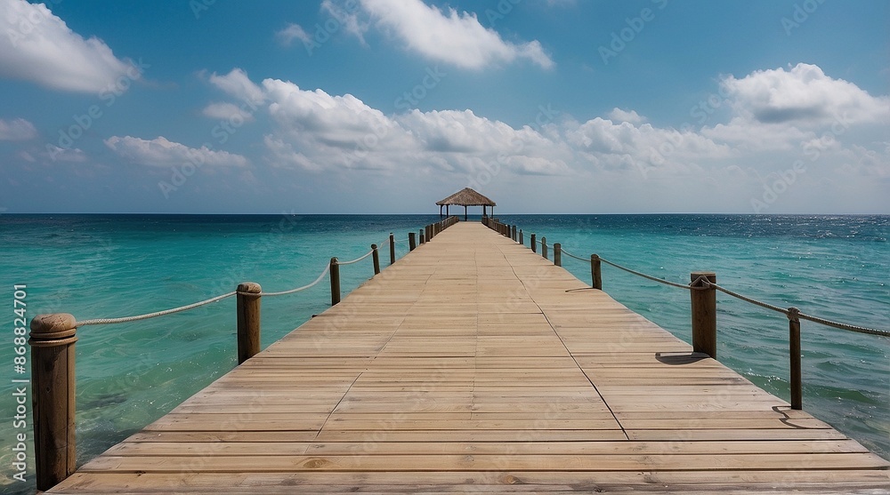 The wooden bridge in the sea. The wooden bridge in the sea.