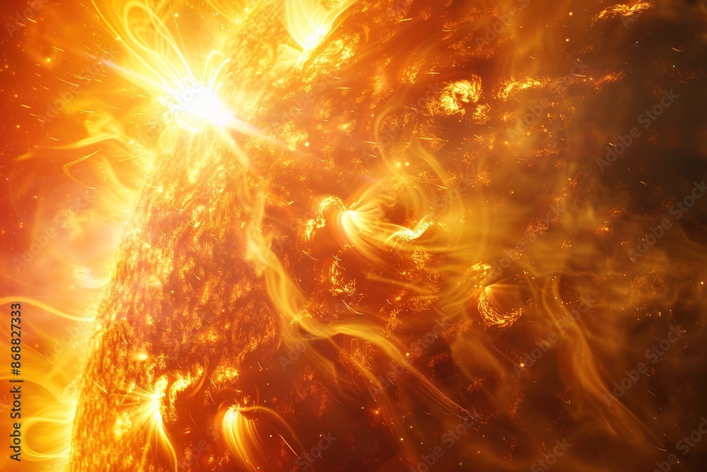 ภาพประกอบสต็อก Sun solar flare particles coronal mass ejections ...
