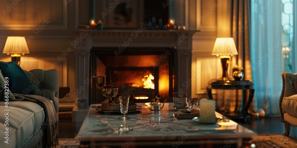 Cozy living room with fireplace Cozy living room with fireplace