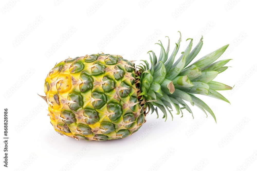 A fresh pineapple on a plain white surface, great for food and still life photography A fresh pineapple on a plain white surface, great for food and still life photography