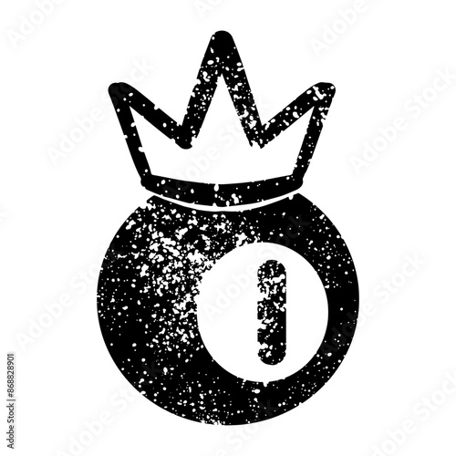 Billiard balls and crown drawn with graffiti in grunge style