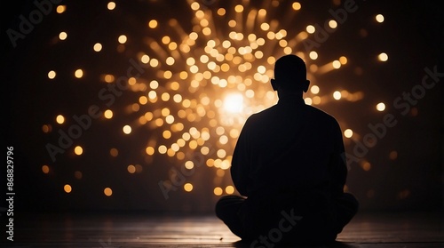 Silhouette of muslim man praying