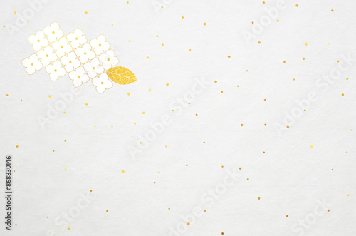 Japanese Washi paper texture with abstract hydrangea pattern. Luxury modern Japanese style background with floral pattern.